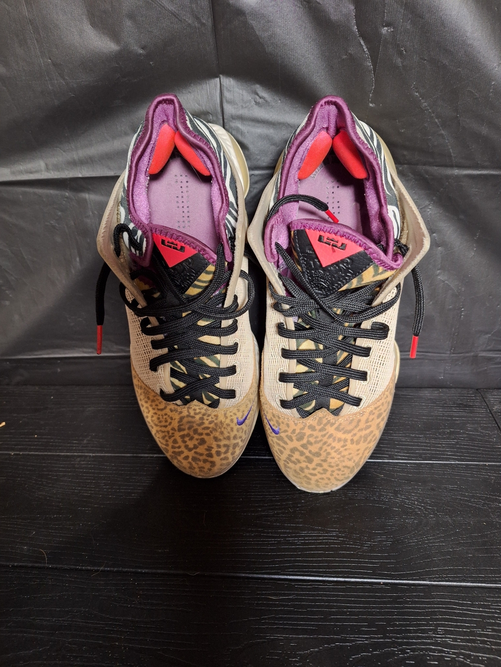 Nike Men's LeBron Leopard-Print Athletic Shoes with Purple Lining